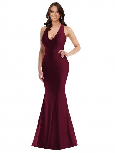 Silk like Satin V-Neck Sleeveless Open Back Long Formal Plus Size Evening Gown / Prom Dress / Bridesmaid Dress Essex