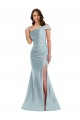 Silk like Satin One Shoulder Sleeveless Light Sky Blue Long Formal Evening Gown / Prom Dress / Bridesmaid Dress Essex