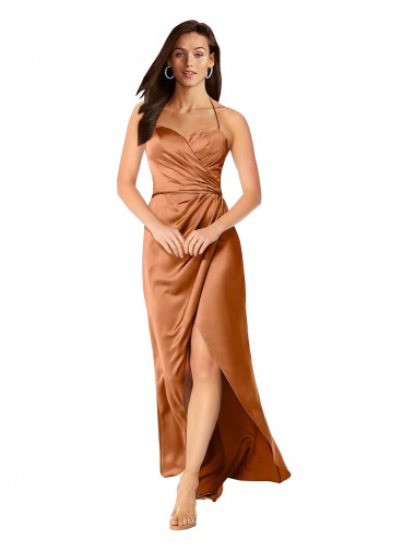 Silk like Satin Spaghetti Straps Sleeveless Low Back Long High Low Evening Gown / Prom Dress / Bridesmaid Dress Essex