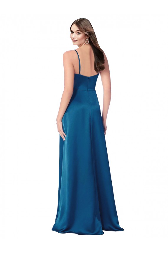 Silk like Satin Spaghetti Straps Sleeveless Low Back Long Formal Evening Gown / Prom Dress / Bridesmaid Dress Essex