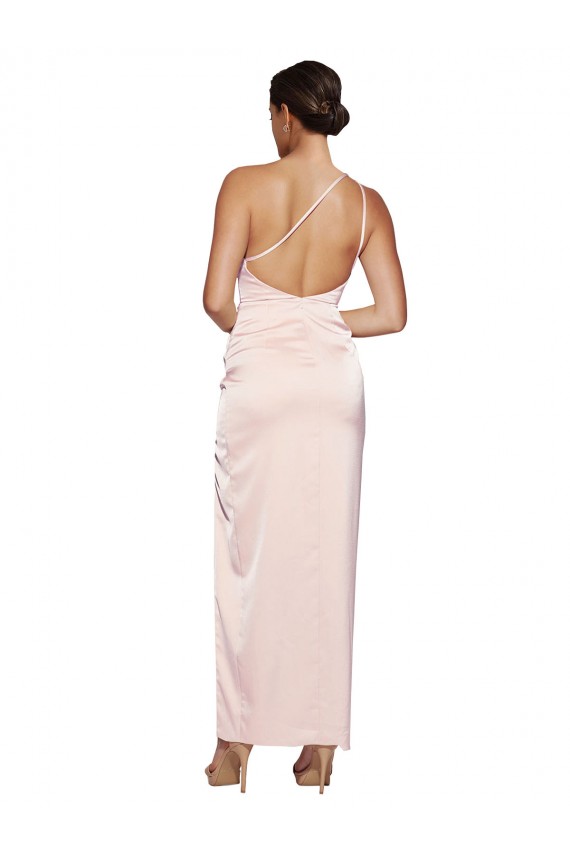Silk like Satin One Shoulder Sleeveless Low Back Long Semi Formal Evening Dress / Prom Dress / Bridesmaid Dress Essex