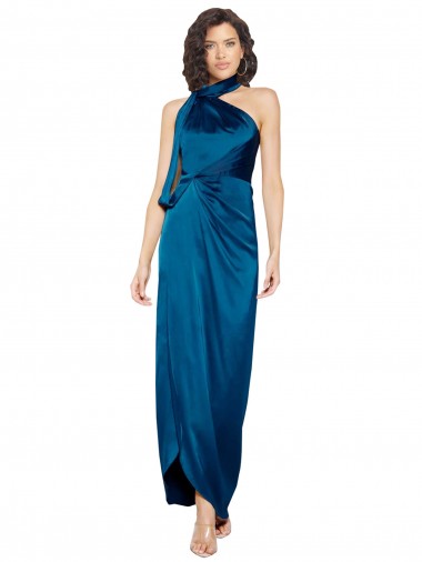 Silk like Satin Halter Neck Sleeveless Long Formal Evening Gown / Prom Dress / Bridesmaid Dress Essex