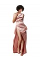 Silk like Satin One Shoulder Sleeveless Open Back Long Formal Evening Gown / Prom Dress / Bridesmaid Dress Essex