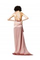 Silk like Satin One Shoulder Sleeveless Open Back Long Formal Evening Gown / Prom Dress / Bridesmaid Dress Essex