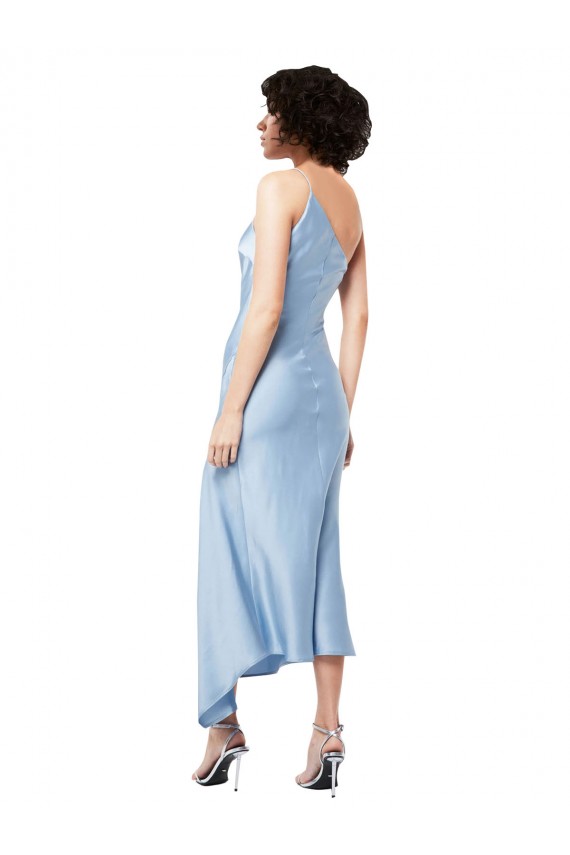 Silk like Satin One Shoulder Sleeveless Midi Length Formal Evening Gown / Prom Dress / Bridesmaid Dress Essex