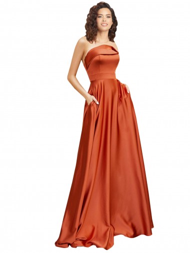 Silk like Satin Round Neck Sleeveless Low Back Sweep Train Formal Evening Gown / Prom Dress / Bridesmaid Dress Essex