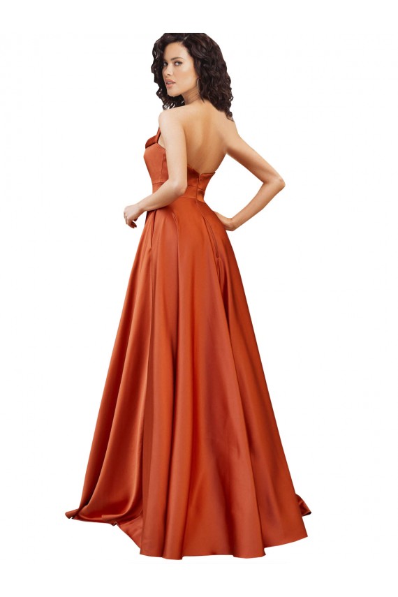 Silk like Satin Round Neck Sleeveless Low Back Sweep Train Formal Evening Gown / Prom Dress / Bridesmaid Dress Essex