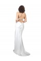 Silk like Satin Cowl Neck Sleeveless Open Back Sweep Train Beach Wedding Dresses Essex