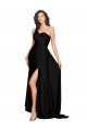 Silk like Satin One Shoulder Sleeveless Black Long Black Tie Evening Gown / Prom Dress / Bridesmaid Dress Essex