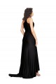 Silk like Satin One Shoulder Sleeveless Black Long Black Tie Evening Gown / Prom Dress / Bridesmaid Dress Essex