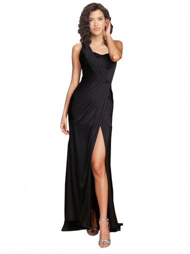 Silk like Satin One Shoulder Sleeveless Long Evening Dress / Bridesmaid Dress Essex