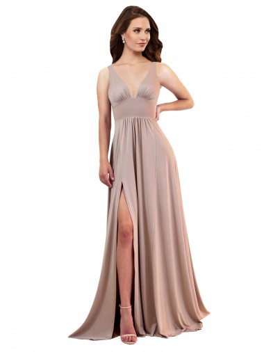 Spandex V-Neck Sleeveless Low Back Long Black Tie Evening Gown / Prom Dress / Bridesmaid Dress Essex