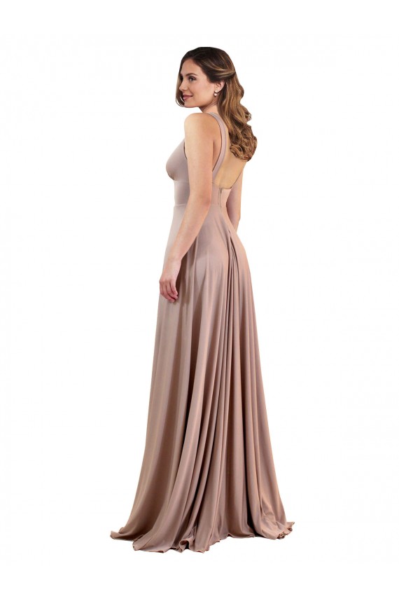 Spandex V-Neck Sleeveless Low Back Long Black Tie Evening Gown / Prom Dress / Bridesmaid Dress Essex