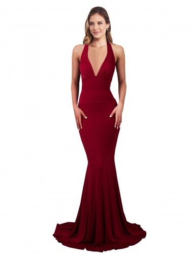 Spandex Halter Neck Sleeveless Open Back Long Formal Evening Gown / Prom Dress / Bridesmaid Dress Essex
