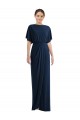 Spandex Bateau Neck Short Sleeves Open Back Long Semi Formal Evening Dress / Prom Dress / Bridesmaid Dress Essex