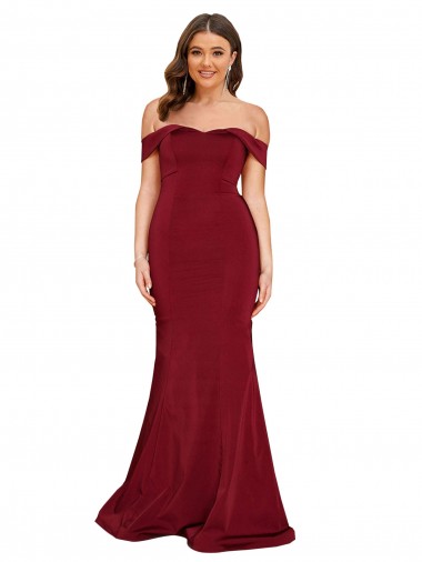 Spandex Off the Shoulder Sleeveless Long Formal Plus Size Evening Gown / Prom Dress / Bridesmaid Dress Essex