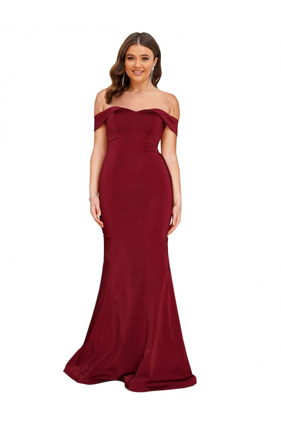 Spandex Off the Shoulder Sleeveless Long Formal Plus Size Evening Gown / Prom Dress / Bridesmaid Dress Essex