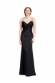 Stretch Crepe Spaghetti Straps Sleeveless Low Back Long Prom Dress / Bridesmaid Dress Essex