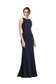 Stretch Crepe Scoop Neck Sleeveless Keyhole Back Long Black Tie Prom Dress / Bridesmaid Dress Essex
