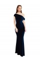 Stretch Crepe One Shoulder Sleeveless Dark Navy Long Formal Evening Gown / Prom Dress / Bridesmaid Dress Essex