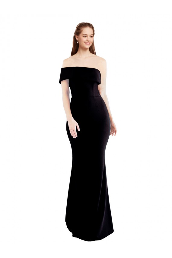Stretch Crepe One Shoulder Sleeveless Keyhole Back Long Formal Evening Gown / Prom Dress / Bridesmaid Dress Essex