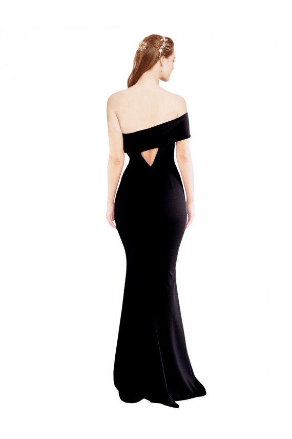 Stretch Crepe One Shoulder Sleeveless Keyhole Back Long Formal Evening Gown / Prom Dress / Bridesmaid Dress Essex