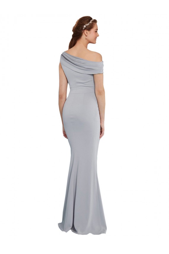 Stretch Crepe One Shoulder Sleeveless Grey Long Formal Dress / Bridesmaid Dress Essex