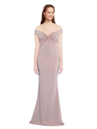 Stretch Crepe Off the Shoulder Sleeveless Keyhole Back Long Formal Evening Gown / Prom Dress / Bridesmaid Dress Essex