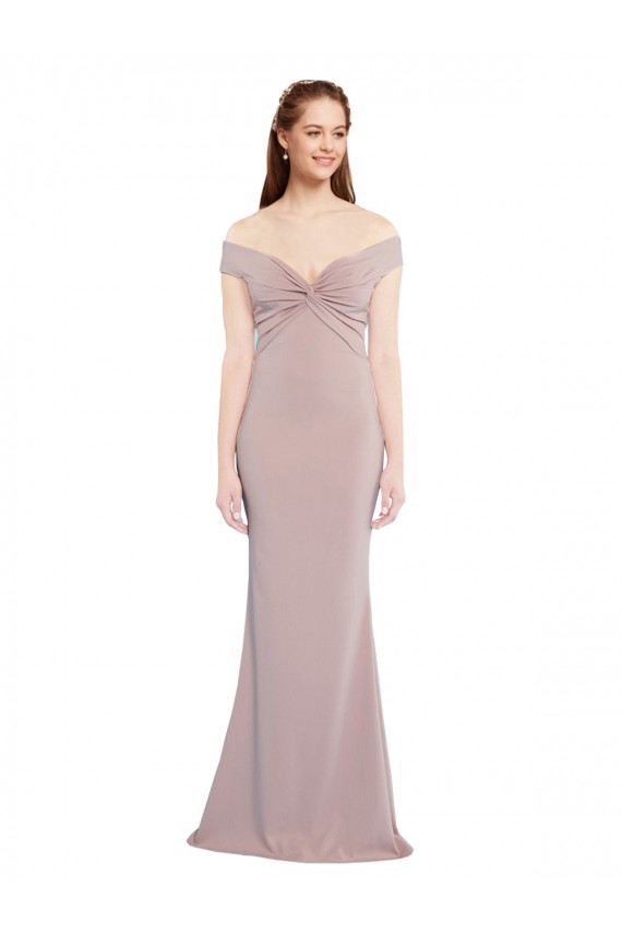 Stretch Crepe Off the Shoulder Sleeveless Keyhole Back Long Formal Evening Gown / Prom Dress / Bridesmaid Dress Essex