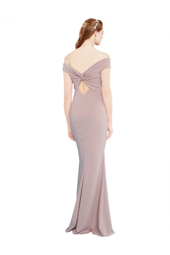 Stretch Crepe Off the Shoulder Sleeveless Keyhole Back Long Formal Evening Gown / Prom Dress / Bridesmaid Dress Essex