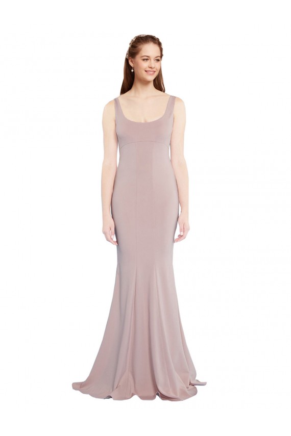Stretch Crepe Scoop Neck Cap Sleeves Long Formal Evening Gown / Prom Dress / Bridesmaid Dress Essex