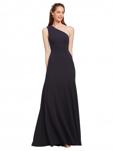 Stretch Crepe One Shoulder Sleeveless A-Line Long Formal Evening Gown / Prom Dress / Bridesmaid Dress Essex