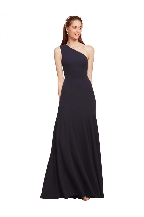Stretch Crepe One Shoulder Sleeveless A-Line Long Formal Evening Gown / Prom Dress / Bridesmaid Dress Essex