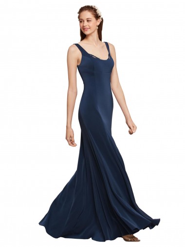 Stretch Crepe Round Neck Sleeveless Low Back Long Prom Dress / Bridesmaid Dress Essex