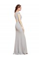 Stretch Crepe Boat Neck Sleeveless Open Back Long Formal Evening Gown / Prom Dress / Bridesmaid Dress Essex