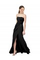 Stretch Crepe Strapless Sleeveless Low Back Black Long Formal Dress / Bridesmaid Dress Essex