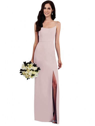Stretch Crepe Spaghetti Straps Sleeveless V-Back Long Formal Evening Gown / Bridesmaid Dress Essex
