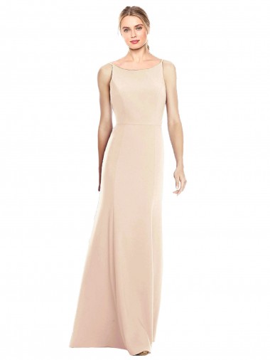 Stretch Crepe Bateau Neck Sleeveless Open Back Long Semi Formal Evening Dress / Prom Dress / Bridesmaid Dress Essex