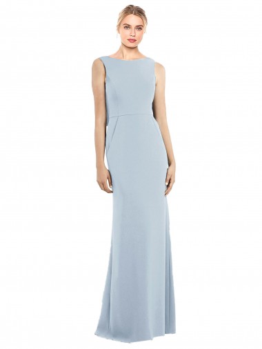Stretch Crepe Bateau Neck Sleeveless Backless Long Semi Formal Evening Dress / Prom Dress / Bridesmaid Dress Essex