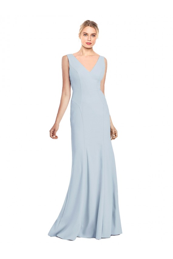 Stretch Crepe V-Neck Sleeveless Low Back Long Bridesmaid Dress / Formal Dress Essex