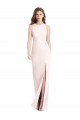 Stretch Crepe Bateau Neck Sleeveless Open Back Pink Long Semi Formal Evening Dress / Prom Dress / Bridesmaid Dress Essex