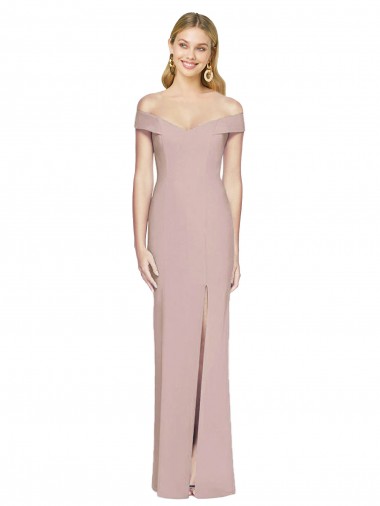 Stretch Crepe Off the Shoulder Sleeveless Open Back Long Semi Formal Evening Dress / Prom Dress / Bridesmaid Dress Essex