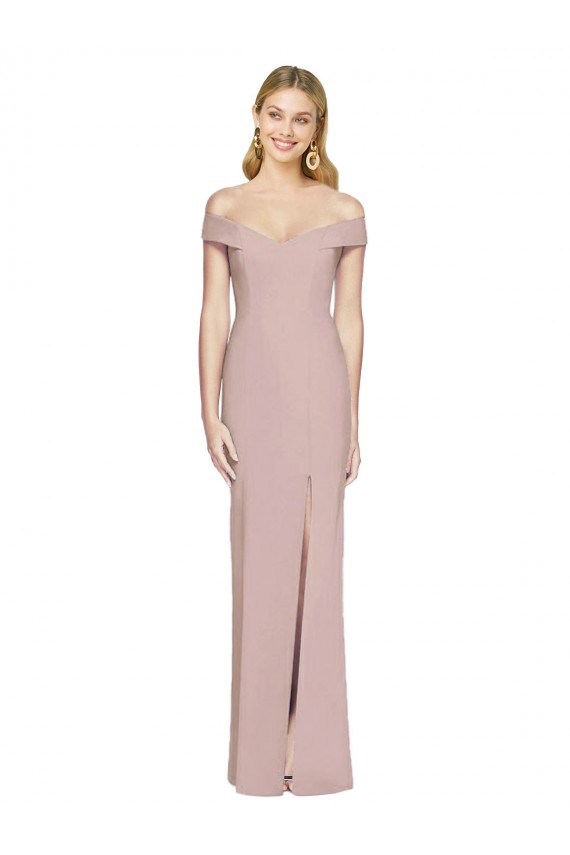 Stretch Crepe Off the Shoulder Sleeveless Open Back Long Semi Formal Evening Dress / Prom Dress / Bridesmaid Dress Essex