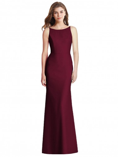 Stretch Crepe Bateau Neck Sleeveless Open Back Long Semi Formal Evening Dress / Bridesmaid Dress Essex