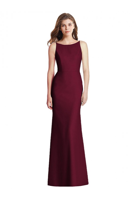 Stretch Crepe Bateau Neck Sleeveless Open Back Long Semi Formal Evening Dress / Bridesmaid Dress Essex