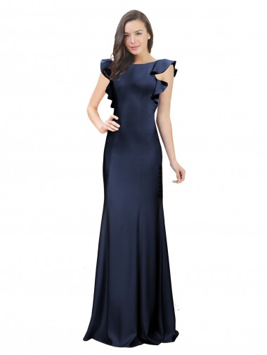 Stretch Crepe Bateau Neck Sleeveless Keyhole Back Long Prom Dress / Bridesmaid Dress Essex