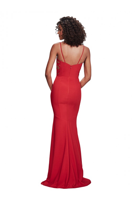 Stretch Crepe Spaghetti Straps Sleeveless Long Bridesmaid Dress / Evening Dress Essex