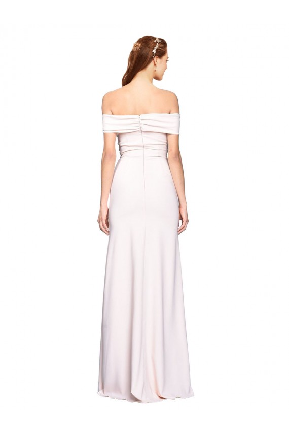 Stretch Crepe Off the Shoulder Sleeveless White Long Formal Dress / Bridesmaid Dress Essex