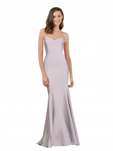 Stretch Crepe Strapless Sleeveless Arctic Lilac Long Prom Dress / Bridesmaid Dress Essex