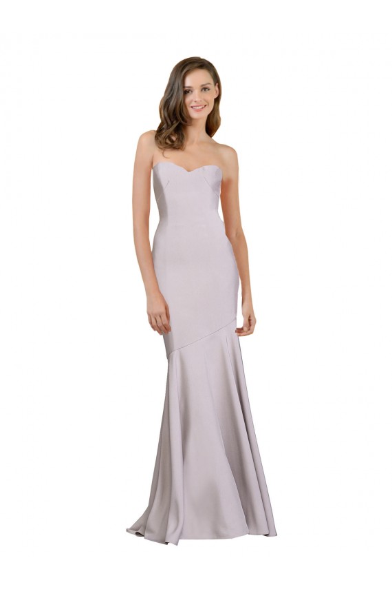 Stretch Crepe Strapless Sleeveless Arctic Lilac Long Prom Dress / Bridesmaid Dress Essex